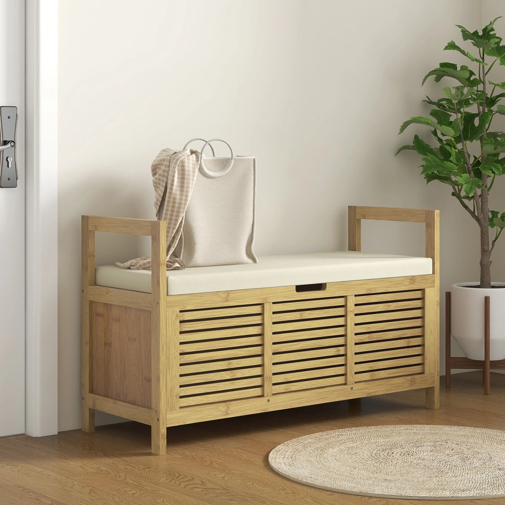 Panca Scarpiera Ingresso con Ripiani ¨C Xylo ¨C Legno Bamb¨´ 100x40x60 cm
