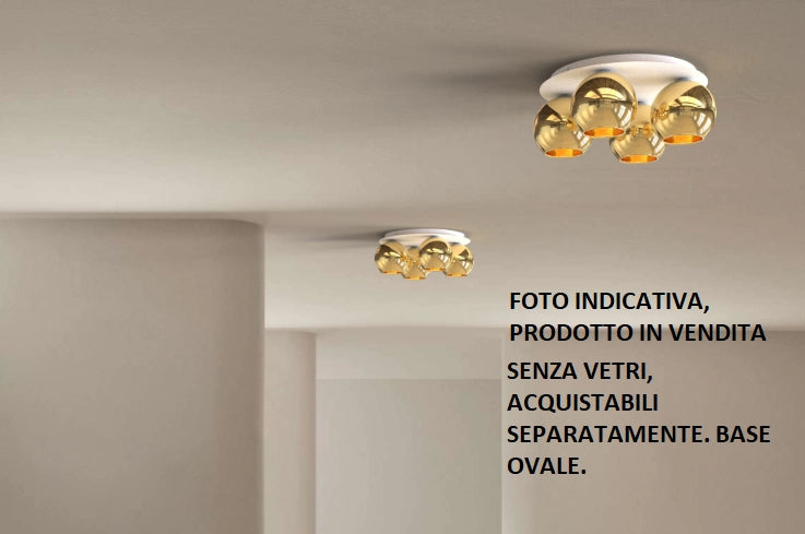 ALESSIA-3L B Lampada da soffitto 3 attacchi struttura bianca ovale attacco E14 senza vetri