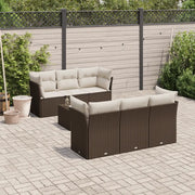 Set Divani da Giardino 7 pz con Cuscini Marrone in Polyrattan 3217263