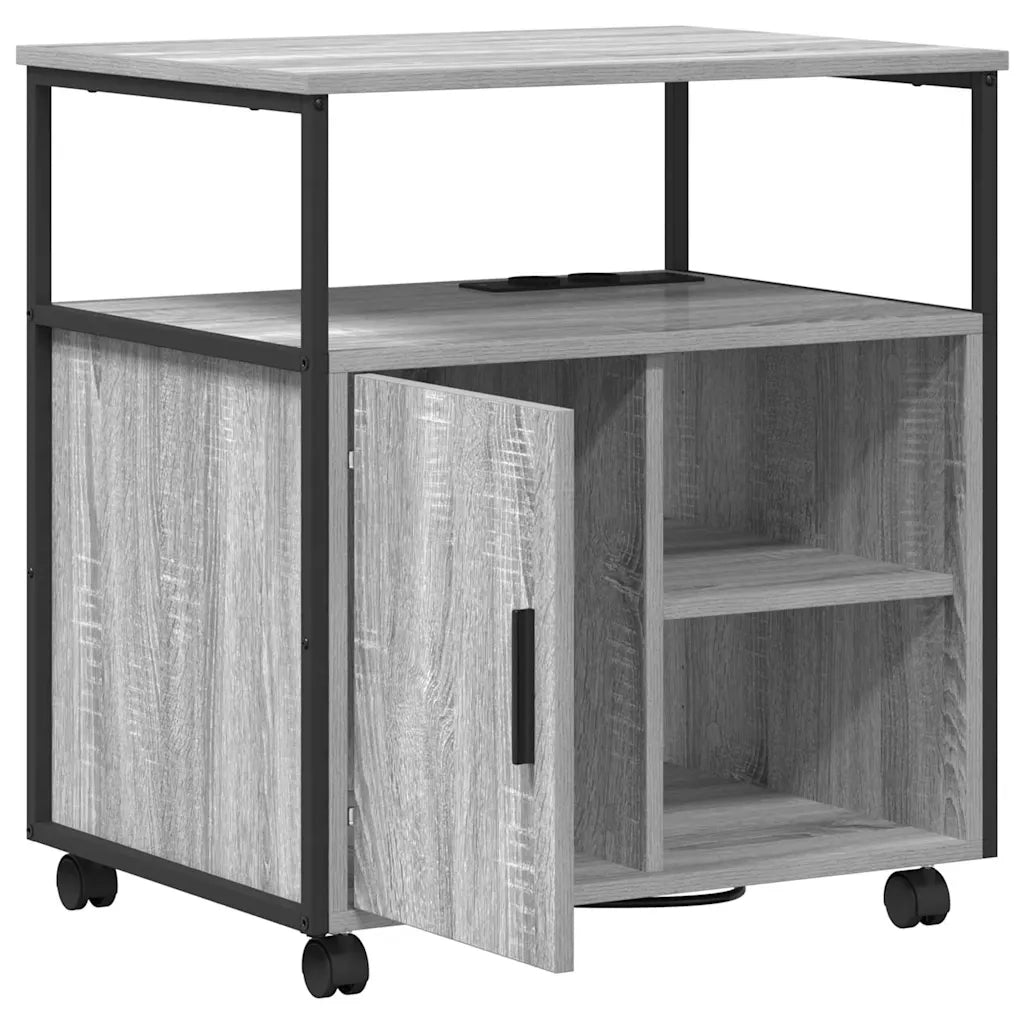 vidaXL Mobile per Ufficio con ruota Grigio sonoma 61 x 46 x 67 cm