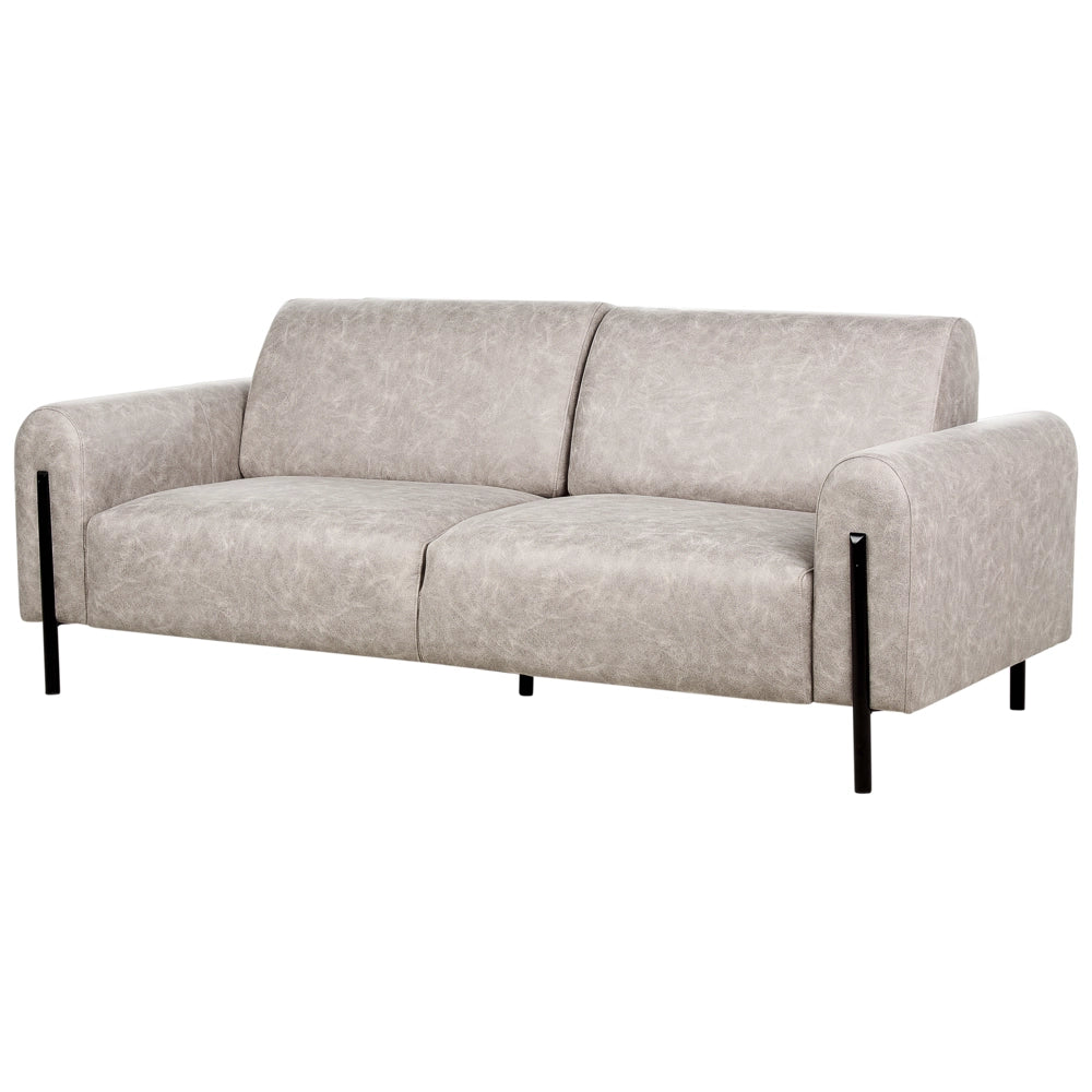 Set soggiorno divano 3 posti e poltrona imbottita in tessuto grigio con schienale regolabile stile moderno