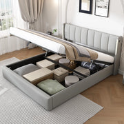 Letto matrimoniale 180x200 cm in PU grigio con LED e USB
