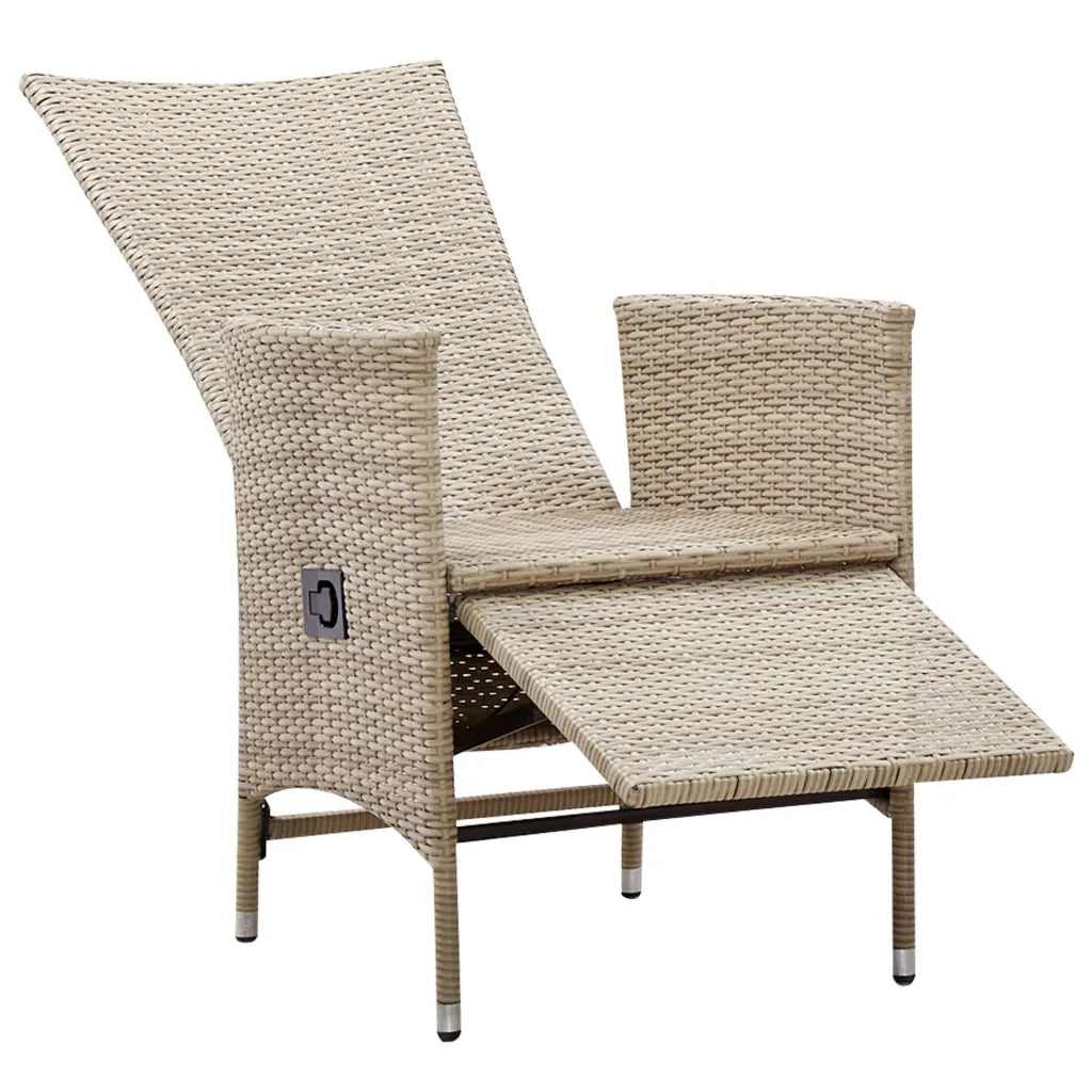 Sedie da Giardino Reclinabili 2 pz | Sedie da Esterno con Cuscini Polyrattan Beige