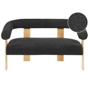 Divano a 2 posti Boucle nero e Marrone chiaro stile retrò gambe in legno