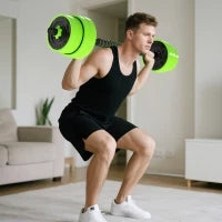 Set di Manubri Regolabili 4 in 1 da 30 kg, utilizzabili come Kettlebell, Bilanciere, Manubri e Supporto per Flessioni