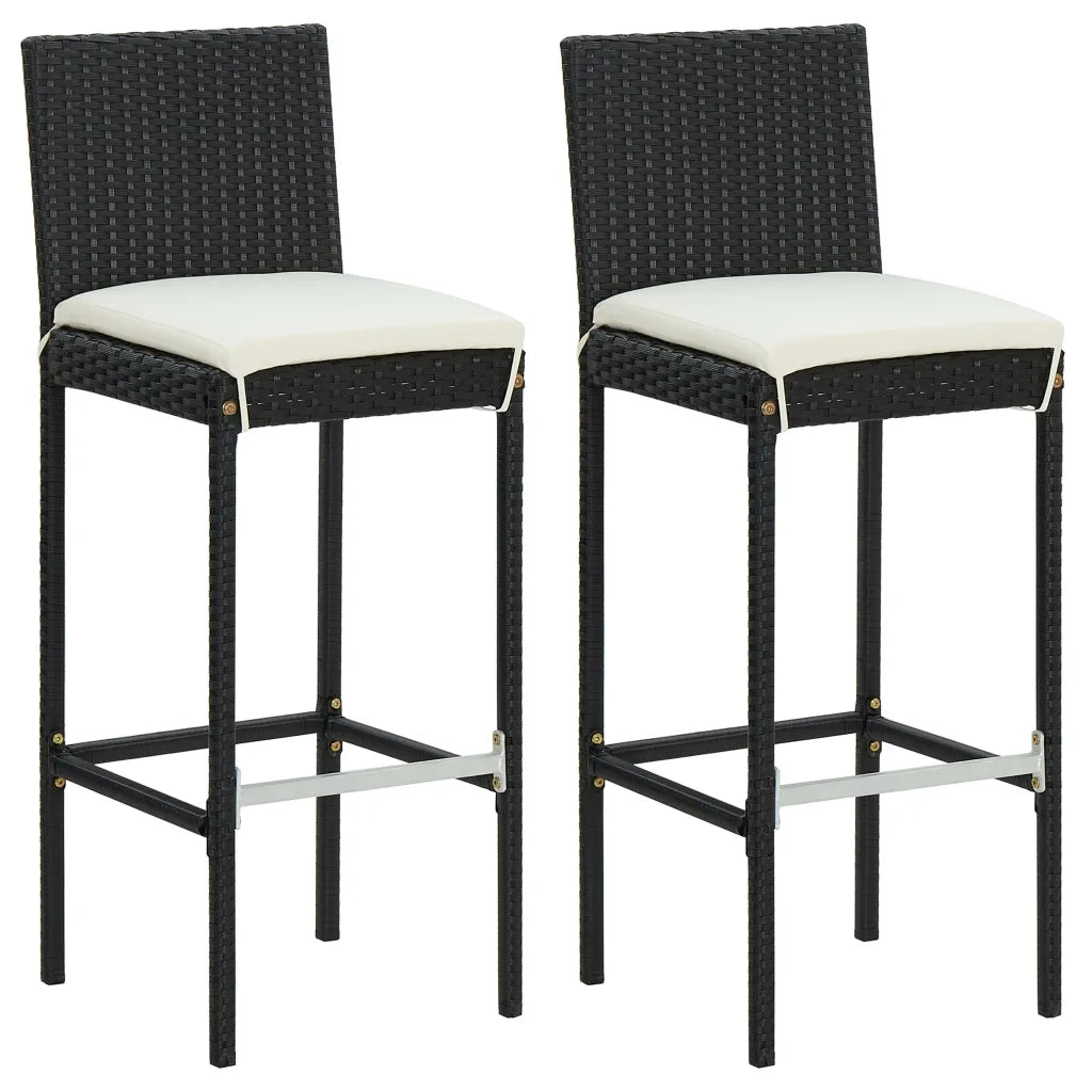 Set Bar da Giardino 3 pz con Cuscini in Polyrattan Nero 3064856