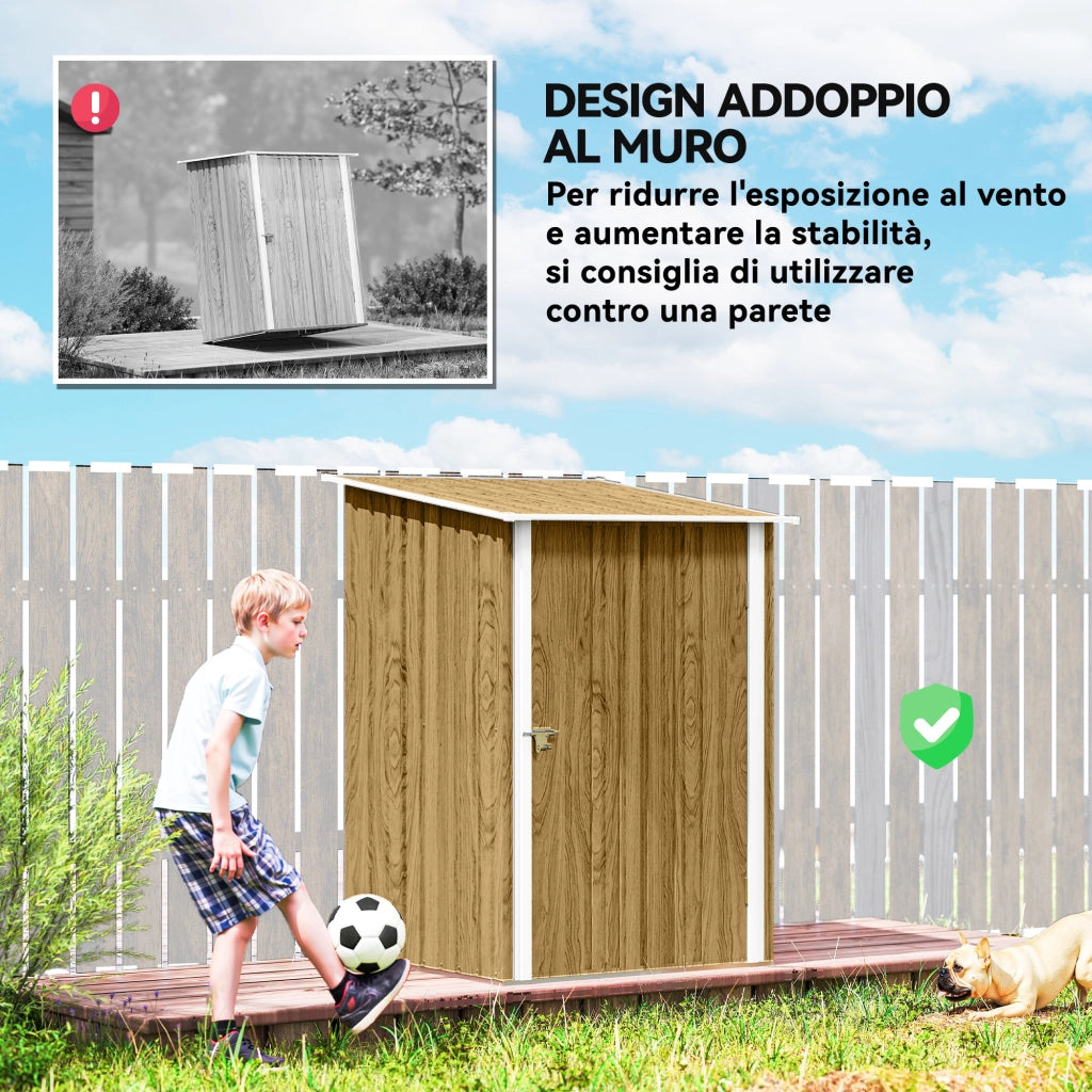 Casetta Giardino Attrezzi in Acciaio ¨C Zephmum ¨C Marrone Chiaro 100x104x160 cm