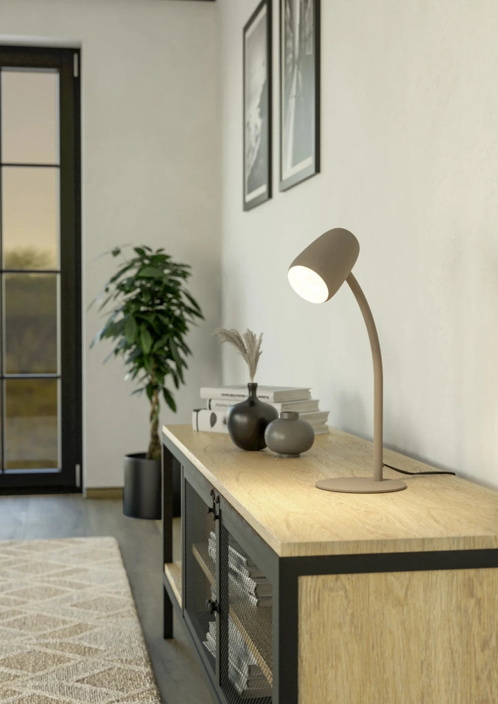 Lampada Scrivania Moderna Carlo Acciaio Marrone 1 Luce E14 Ip20
