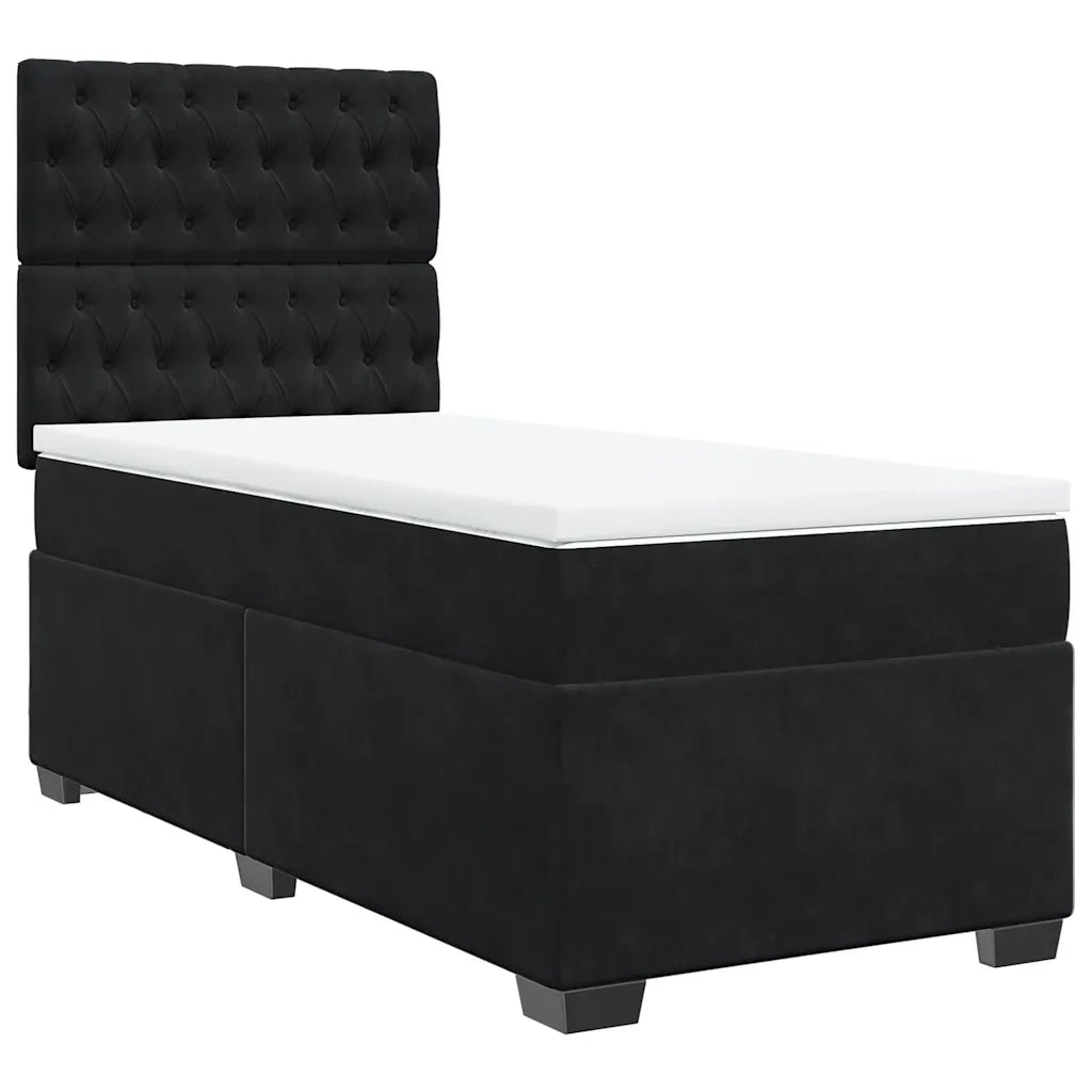 vidaXL Giroletto a Molle con Materasso Nero 80x200 cm in Velluto