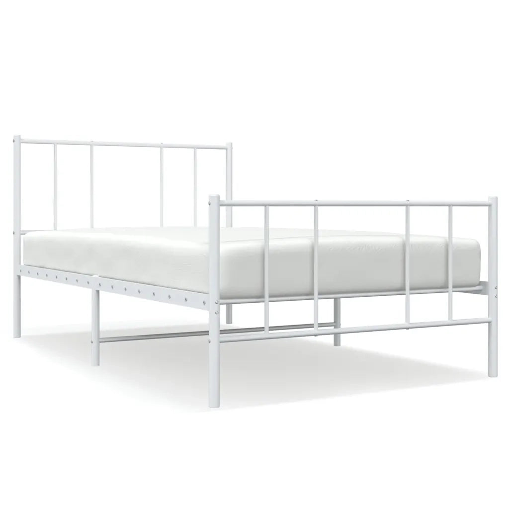 Giroletto con Testiera e Pediera-Struttura Letto Metallo Bianco 90x190 cm 505085