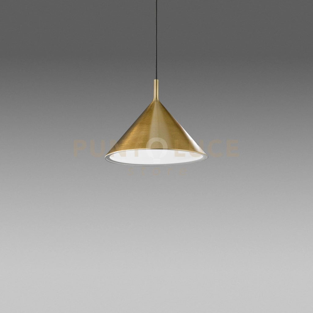 BARBIE S/P - LAMPADARIO A SOSPENSIONE IN ALLUMINIO OTTONE/BIANCO OPACO 1 LUCE ATTACCO E27 D.30CM