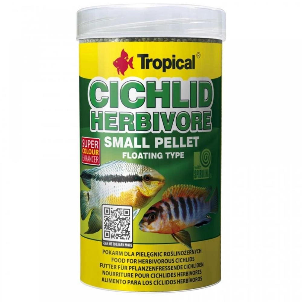 Tropical Cichlid Herbivore Small Pellet - Alimentazione Base per Ciclidi Erbivori Formato: 250 ml