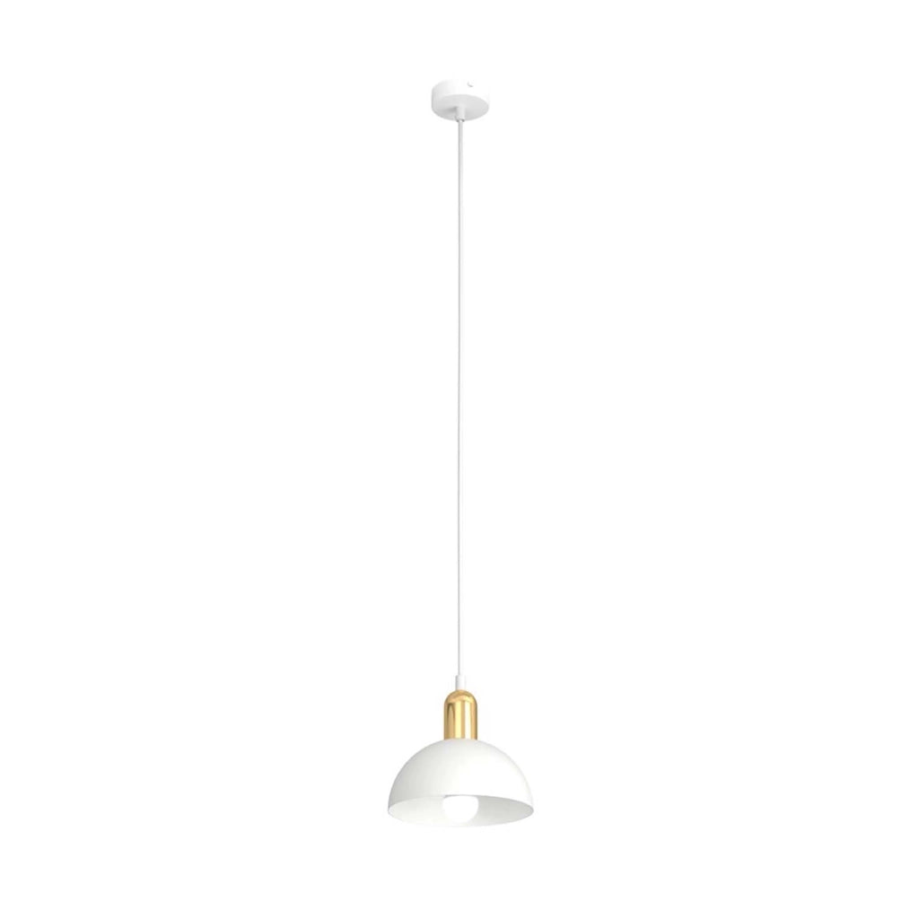 Sospensione 1 Luce Idunn In Acciaio Bianco E Oro Diffusore A Cupola