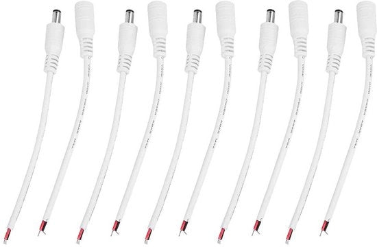Connettori Maschile/Femminile - Cavo DC - Collegamenti a Pigtail - 5 Pari - Cavi di Collegamento - Accessori per Cavi - Adatto per Elettronica