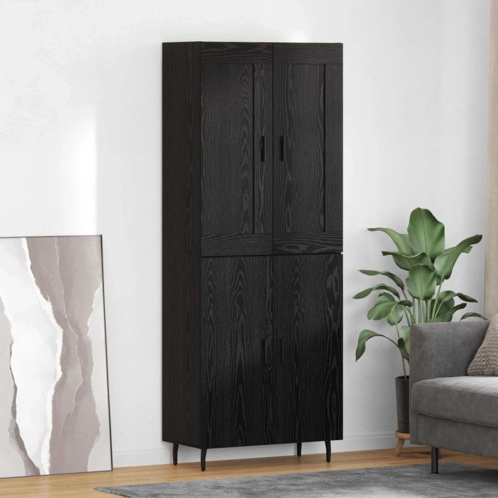 Credenza 2 pcs Rovere Nero Legno multistrato