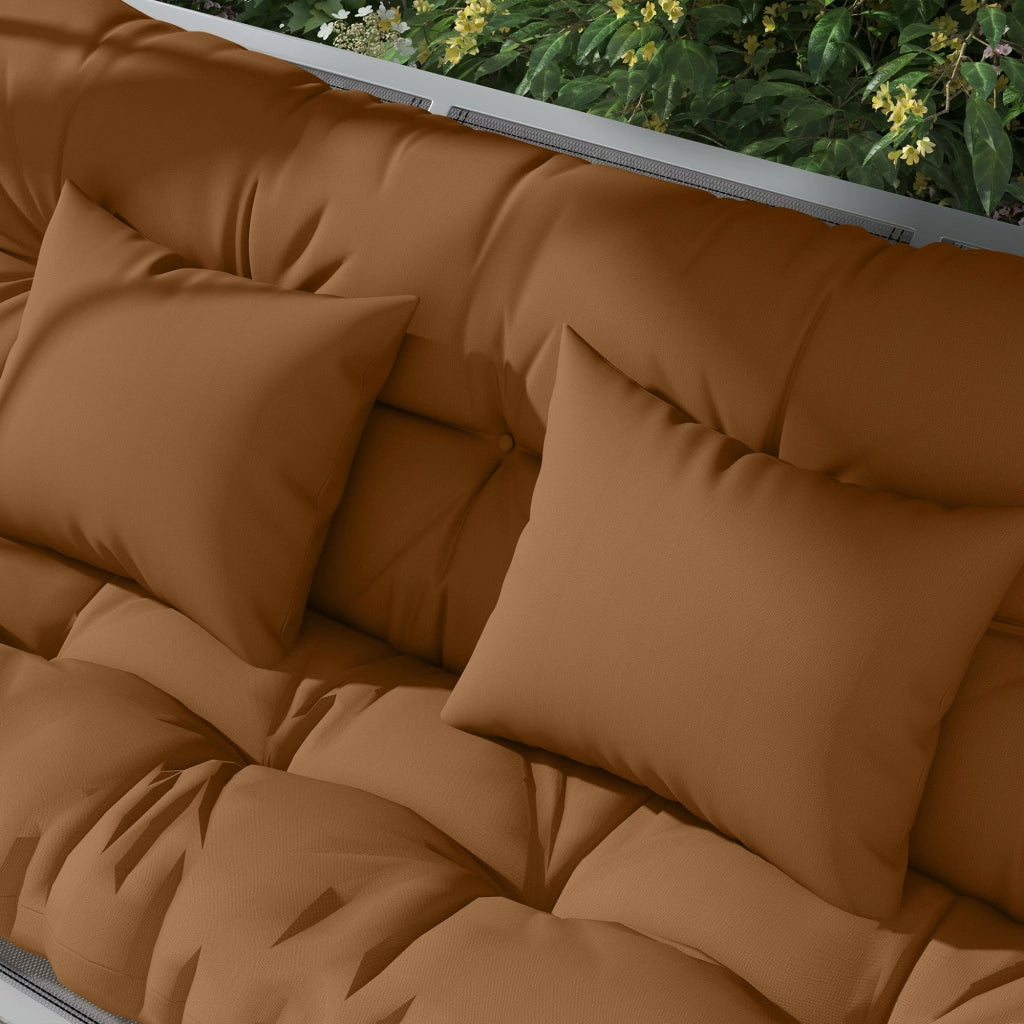 Set di 4 cuscini per sedile; cuscino idrorepellente da 150x50 cm con cinghie per cravatte; spesso 10 cm color abbronza