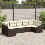 Set di divani con cuscino 7 pcs Marrone polyrattan 3346868