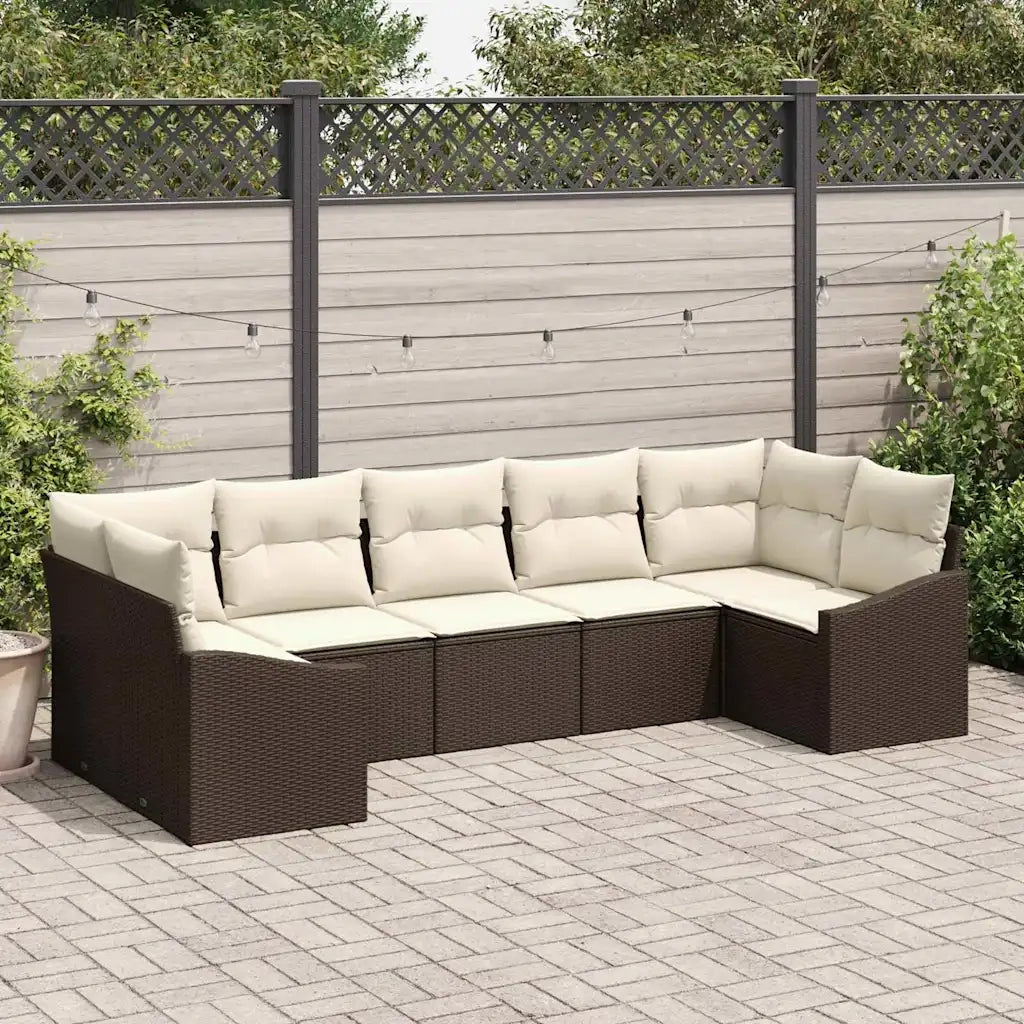 Set di divani con cuscino 7 pcs Marrone polyrattan 3346868