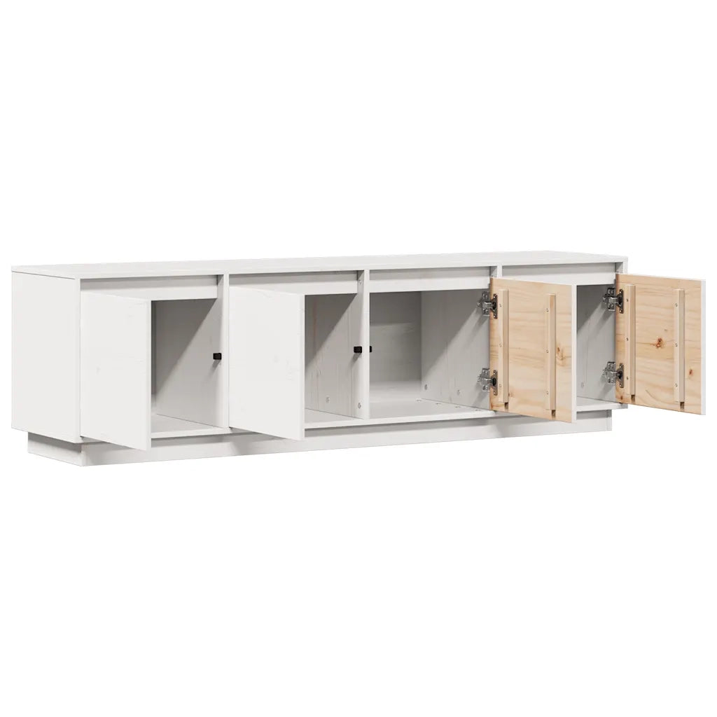 Mobile Porta TV Bianco 156x37x45 cm in Legno Massello di Pino
