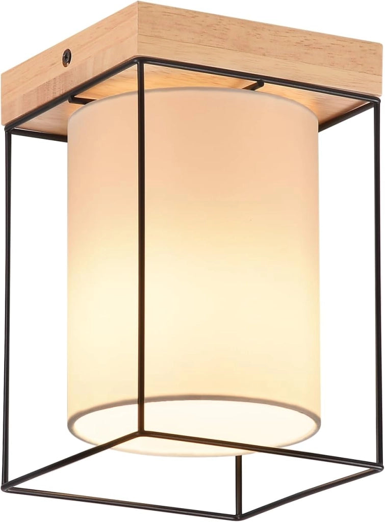 ZMH Lampada da soffitto vintage 1 fiamma E14 paralume tessuto industriale per soggiorno