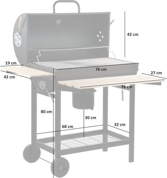 Barbecue a legna con cassone e funzione fumogeno - 42 cm