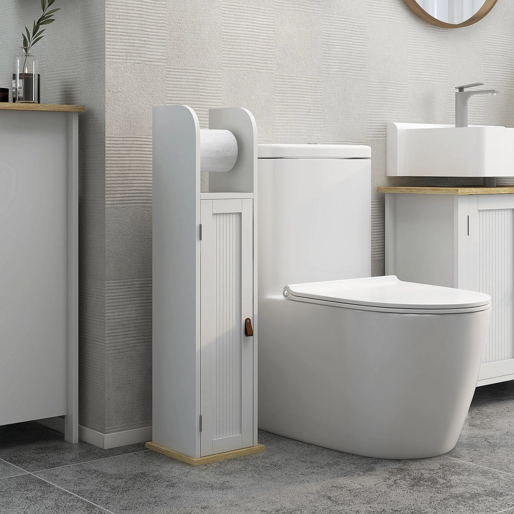 Colonna Bagno Armadio con Ante e Ripiani ¨C zephmum ¨C Bianco 20x20x80 cm
