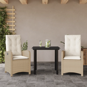 Set da Pranzo da Giardino 3 pz con Cuscini Beige in Polyrattan 3212380