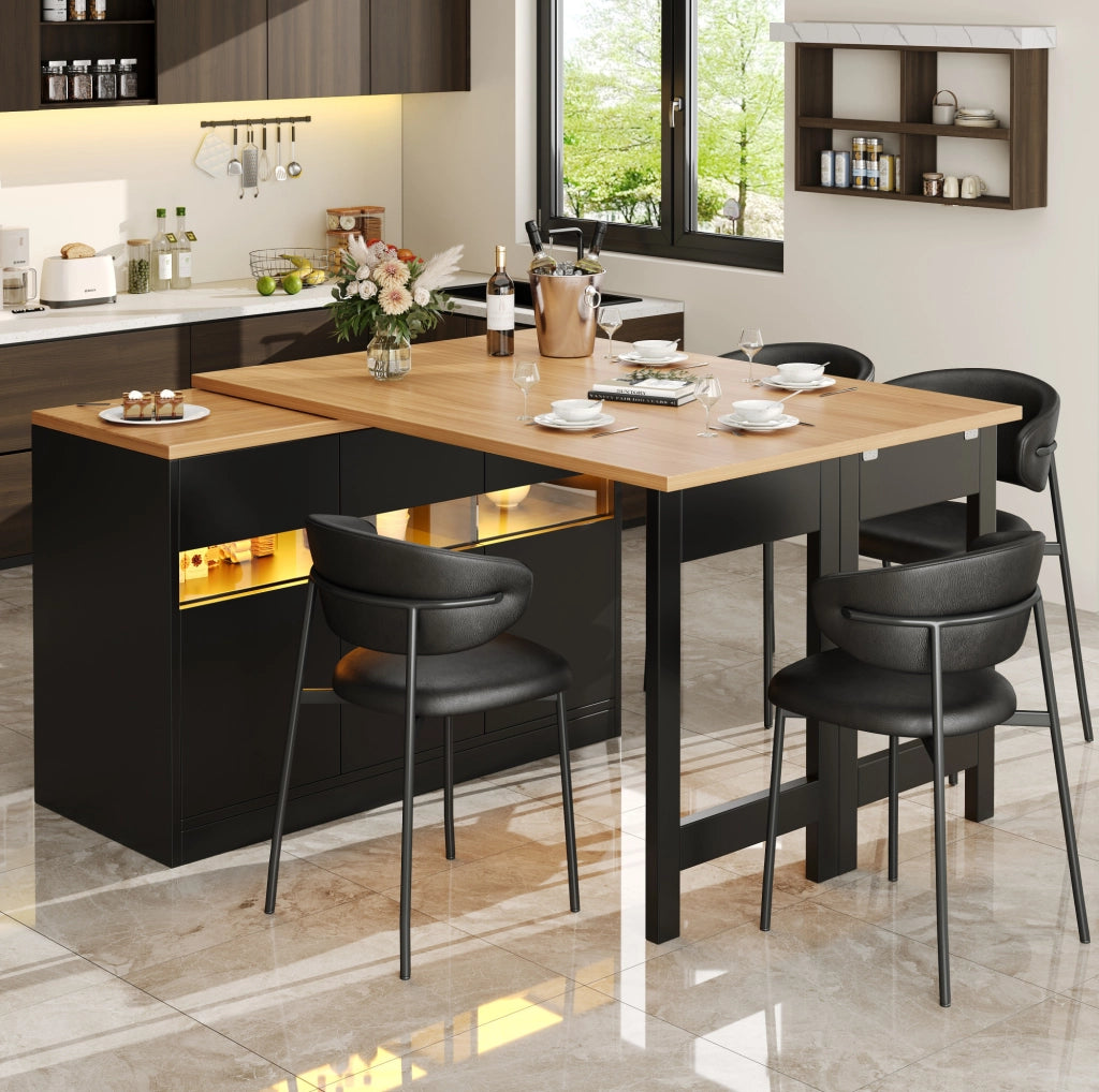 Tavolo bar estensibile LED girevole 120-180 cm con vano