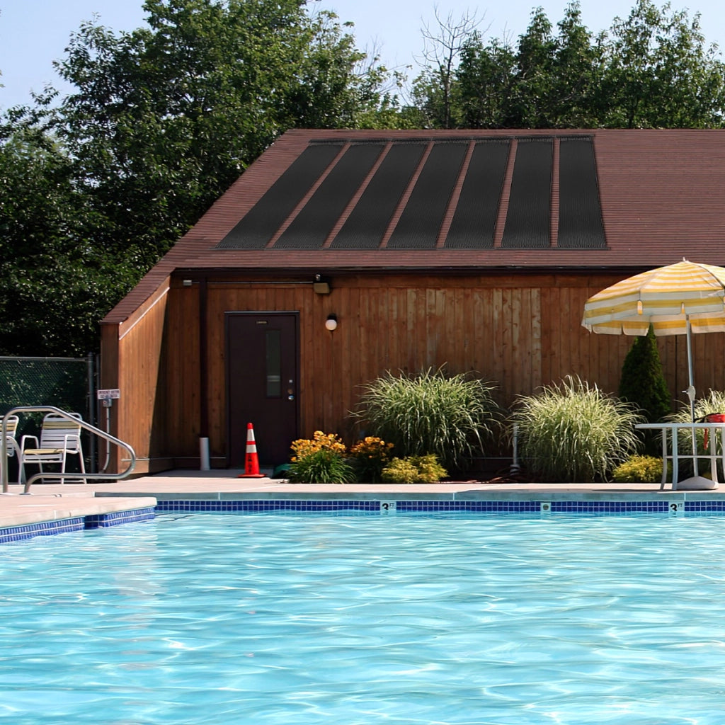 Riscaldatore solare per piscina in PE da 2pcs, Pannelli collettori solari resistenti alle intemperie 5x0,75m-Nuotare