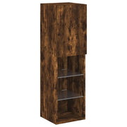 Mobile TV multimediale mensola TV credenza mobile TV per sala da pranzo soggiorno camera da letto con luci LED rovere affumicato 30,5 x 30 x 102 cm marrone 02_0026737