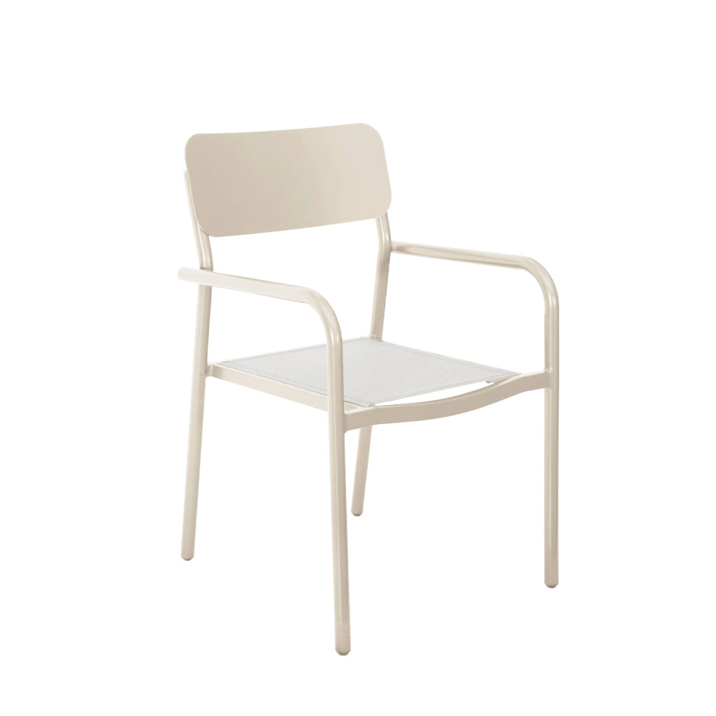 Set tavolo da giardino in alluminio con 1 panchina e 4 sedie, beige