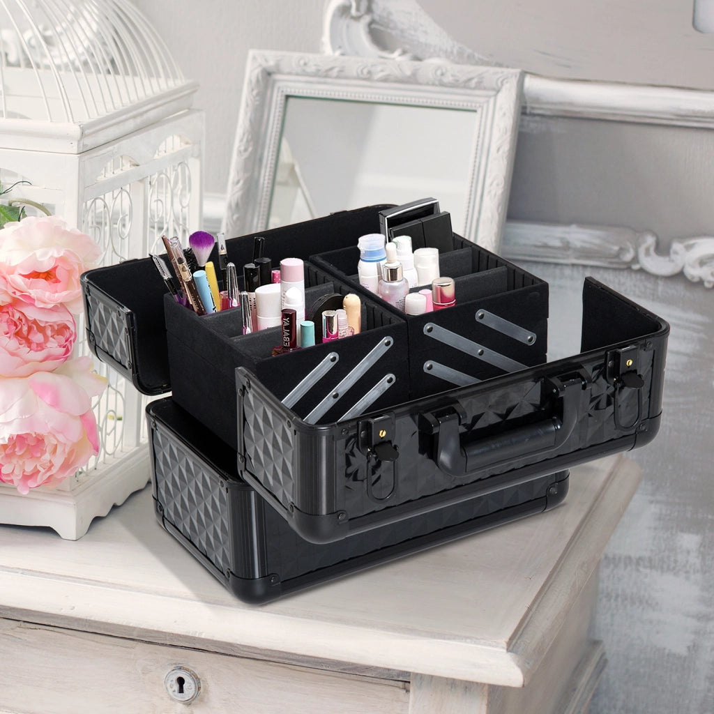 Organizzatore Cosmetici Portatile 4 Livelli ¨C zephmum ¨C 35.5x20x25.5cm Aluminio