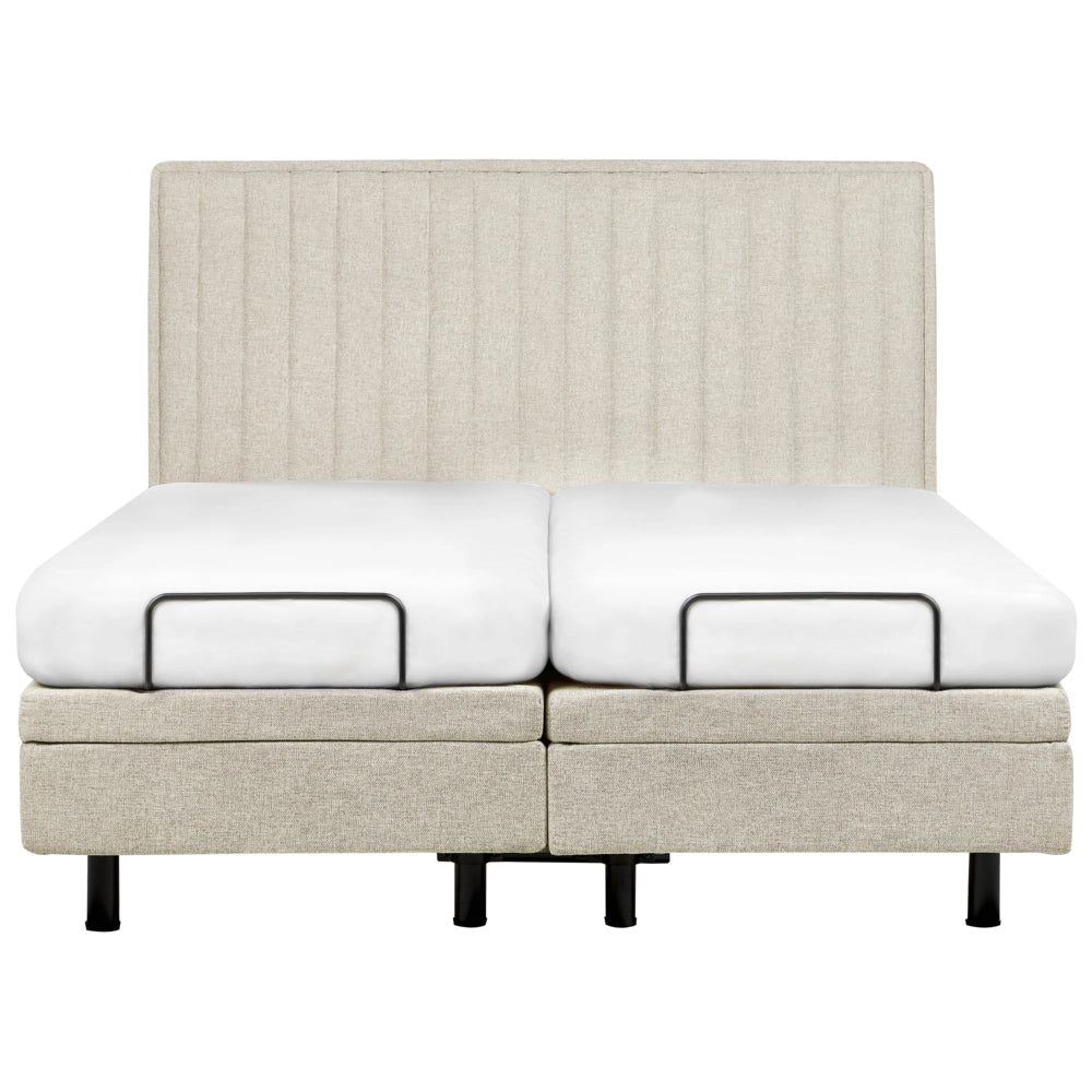 Letto Tessuto Beige chiaro Elettrico Regolabile con Telecomando 160 x 200 cm