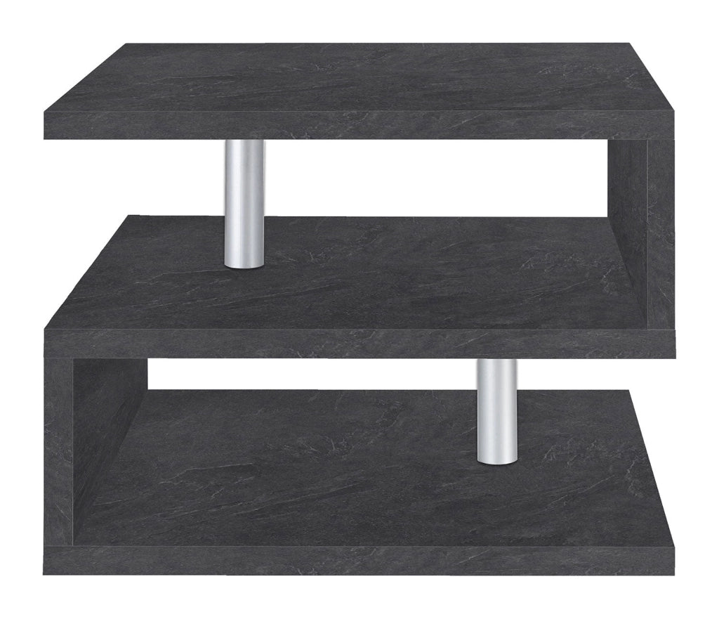 Tavolino a S con Ripiani a Giorno 55x41,5x55 cm Zeta Report Grigio