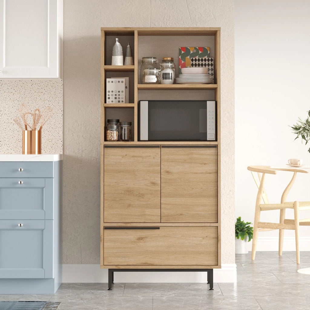 Madia Cinisi, Credenza 4 Ripiani, 75x36x162h cm Marrone Rovere