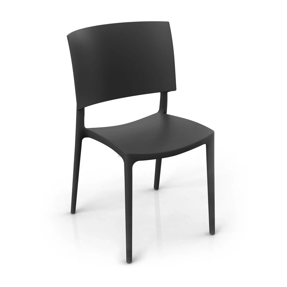 Set 4 sedie in polipropilene 100% Made in Italy SHARP, impilabile, resistente ai raggi UV, design moderno, ideale per sala da pranzo, cucina, sala d’attesa, bar, ristoranti o da esterno colore Antracite