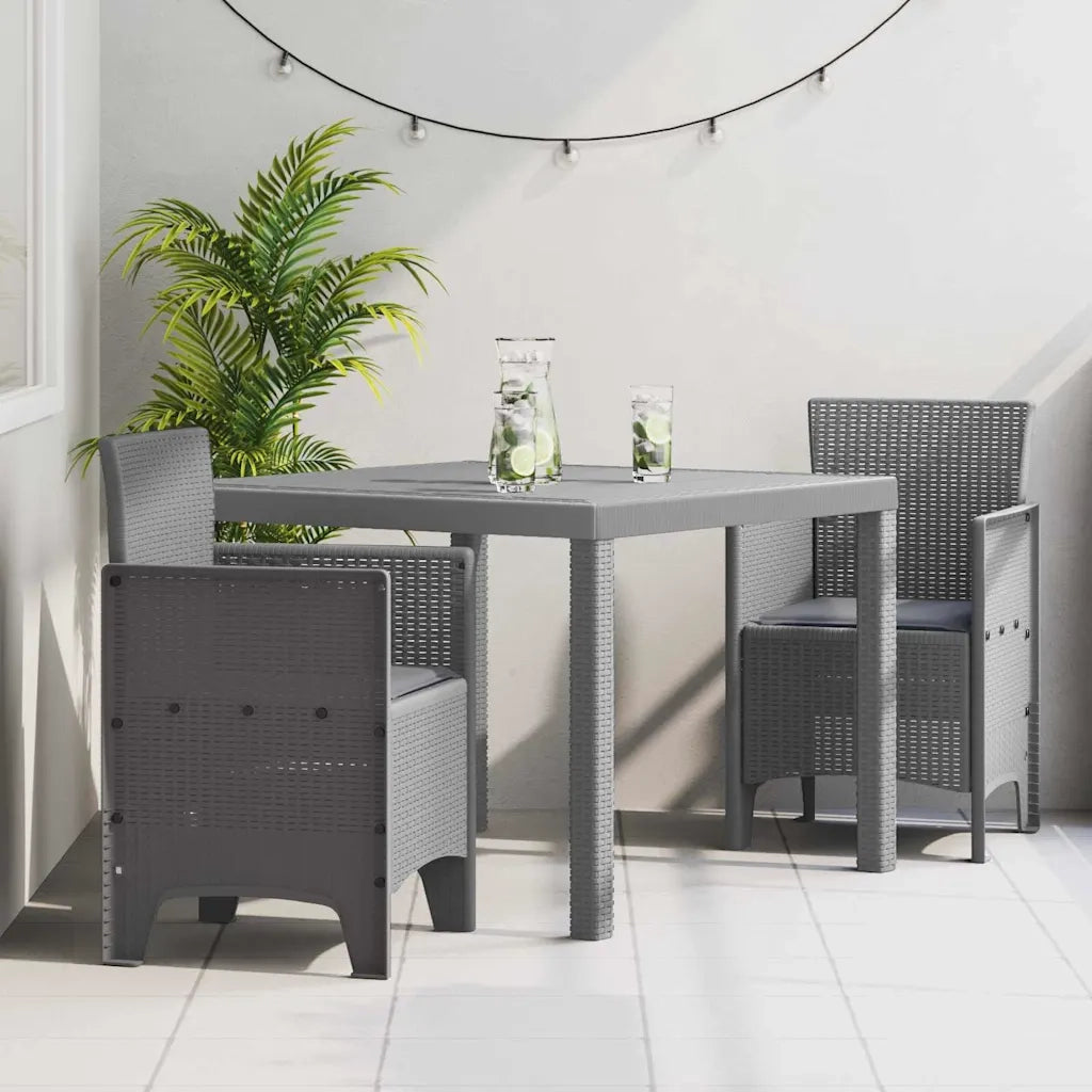 Set da Pranzo per Giardino 3 pcs Grigio chiaro Polipropilene