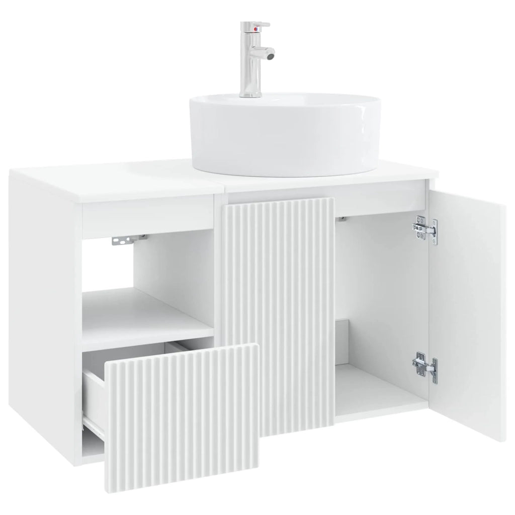 Set di mobili per il bagno 2 pz Bianco Legno ingegnerizzato 3404074