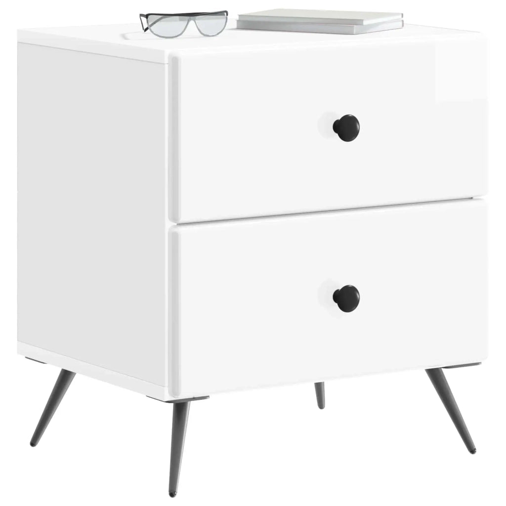 Armadio da Notte con cassetto Bianco Lucido 43 x 34,5 x 47,5 cm 895453