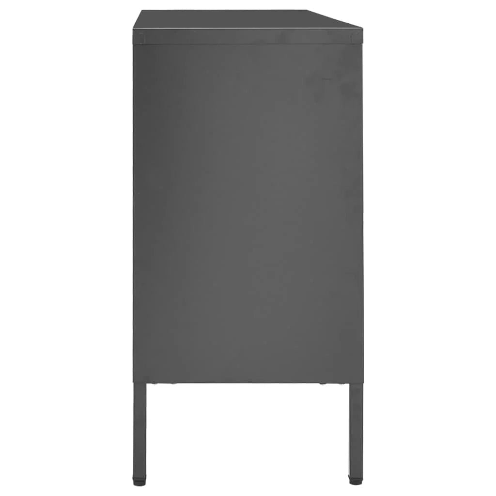 Buffet credenza cassettiera armadio mobile contenitore organizer per cucina soggiorno salotto 105 x 35 x 70 cm acciaio e vetro temperato antracite 02_0029691