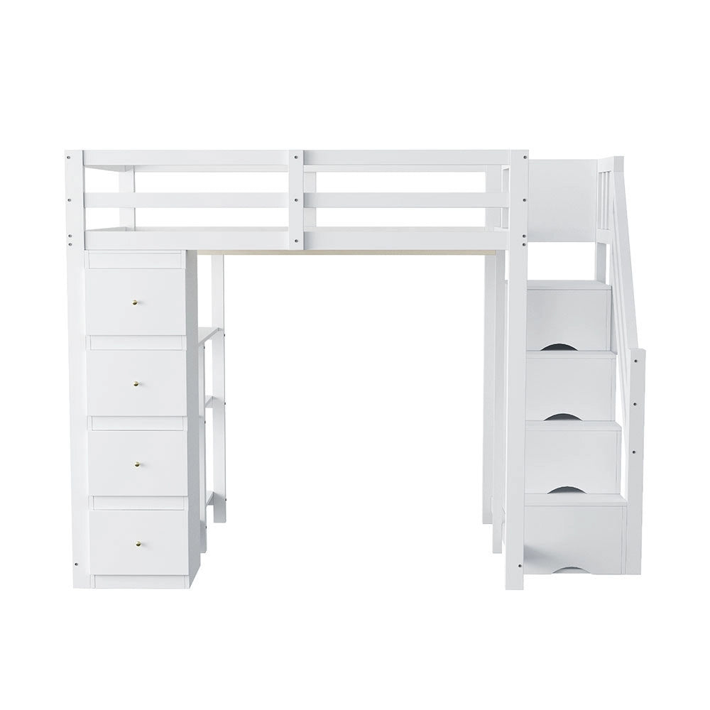 Lit mezzanine con cassetti - Xylo - 140x200 cm - Bianco