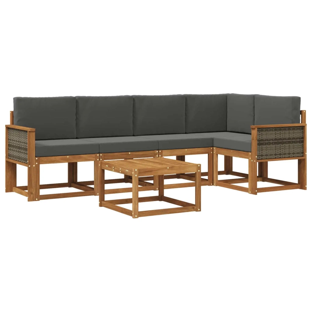Set di divani da esterno con cuscino 6 pcs Naturale e Antracite