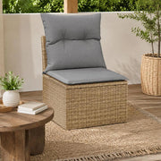 Garden Chair Without Armrests With Cushion Beige Poly Rattan