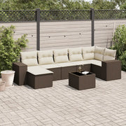 Set Divani da Giardino 8 pz con Cuscini Marrone in Polyrattan 3222892