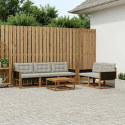 Set di divani da esterno 6 pcs Naturale e Grigio Chiaro