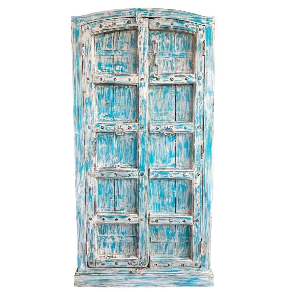 Armadio in legno artigianale blu 93x42x206h