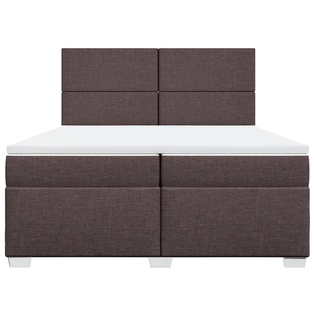 Giroletto a Molle con Materasso Marrone Scuro 200x200cm Tessuto