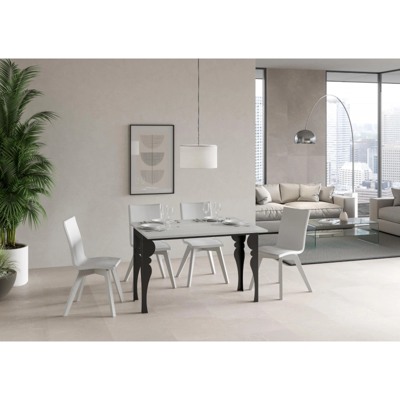 Tavolo apribile 120/200x45/90 cm Paxon Double telaio Antracite - Bianco Frassino