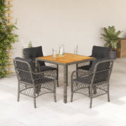 Set da Pranzo da Giardino 5 pz con Cuscini in Polyrattan Grigio 3212049