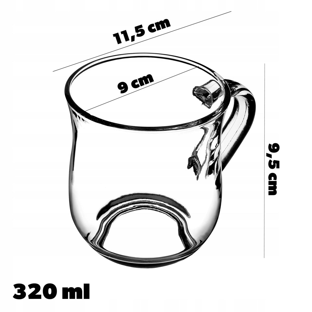 Bicchiere KADAX da 320 ml per caffè, tè, bevande, latte macchiato, acqua, con manico per succhi di frutta.